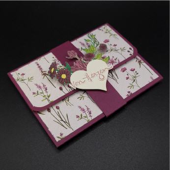 Gutscheinkarte "Von Herzen", Himbeerrot